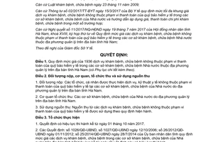 Quyết định 25/2017/QĐ-UBND giá dịch vụ khám chữa bệnh không thanh toán bảo hiểm y tế Hà Nam