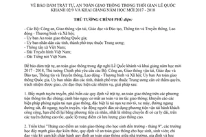 Công điện 1224/CĐ-TTg 2017 bảo đảm trật tự an toàn giao thông Lễ Quốc khánh khai giảng năm học