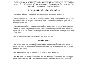 Quyết định 26/2017/QĐ-UBND chức năng quyền hạn Văn phòng Hội đồng Ủy ban Sóc Trăng