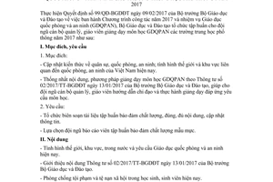 Kế hoạch 522/KH-BGDĐT 2017 tập huấn cán bộ giáo viên môn Giáo dục quốc phòng an ninh