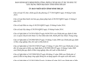 Quyết định 59/2017/QĐ-UBND phân công phân cấp quản lý dự án đầu tư xây dựng Ninh Thuận