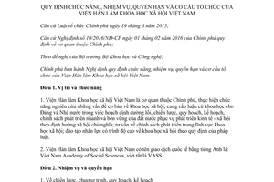 Nghị định 99/2017/NĐ-CP chức năng quyền hạn cơ cấu tổ chức của Viện Hàn lâm Khoa học xã hội