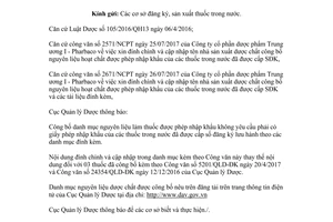 Công văn 11574/QLD-ĐK 2017 đính chính danh mục nguyên liệu làm thuốc được phép nhập khẩu