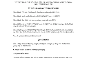 Quyết định 15/2017/QĐ-UBND Quy định chế độ công tác phí chế độ chi hội nghị áp dụng Quảng Trị