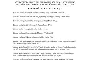 Quyết định 61/2017/QĐ-UBND quản lý sử dụng thăm quan Vườn quốc gia Núi Chúa Ninh Thuận