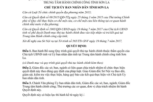 Quyết định 2097/QĐ-UBND 2017 bổ sung giải quyết thủ tục hành chính thẩm quyền Chủ tịch Sơn La
