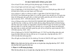 Quyết định 21/2017/QĐ-UBND quy định mức thu học phí giáo dục công lập Lạng Sơn 2017 2018