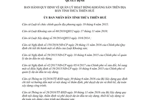 Quyết định 61/2017/QĐ-UBND Quy định quản lý hoạt động khoáng sản Thừa Thiên Huế