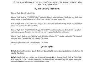 Quyết định 1617/QĐ-BTC 2017 Quy chế phát ngôn cung cấp thông tin cho báo chí