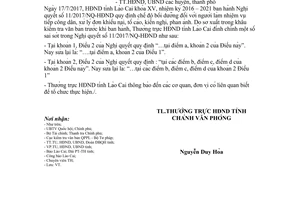 Công văn 189/HĐND-TT 2017 đính chính 11/2017/NQ-HĐND Lào Cai