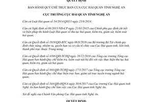 Quyết định 448/QĐ-HQNA 2017 Quy chế trực ban Cục Hải quan Nghệ An