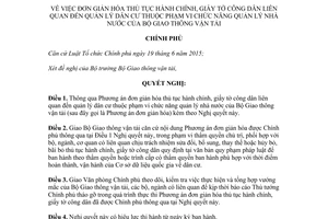 Nghị quyết 80/NQ-CP 2017 đơn giản thủ tục hành chính giấy tờ công dân quản lý Bộ Giao thông