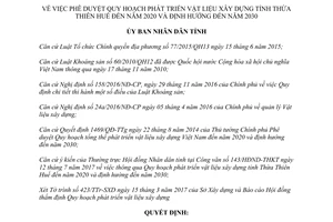 Quyết định 1829/QĐ-UBND 2017 Quy hoạch phát triển vật liệu xây dựng Thừa Thiên Huế 2020 2030