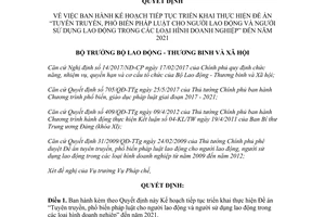 Quyết định 1318/QĐ-LĐTBXH 2017 Tuyên truyền phổ biến pháp luật người lao động người sử dụng