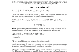Quyết định 1255/QĐ-TTg 2017 Hoàn thiện khung pháp lý để quản lý xử lý đối với tài sản ảo tiền ảo