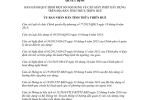 Quyết định 65/2017/QĐ-UBND Quy định cấp giấy phép xây dựng Thừa Thiên Huế