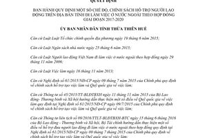 Quyết định 64/2017/QĐ-UBND chính sách hỗ trợ lao động làm việc ở nước ngoài Thừa Thiên Huế