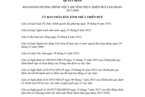Quyết định 63/2017/QĐ-UBND Chương trình việc làm Thừa Thiên Huế 2017 2020