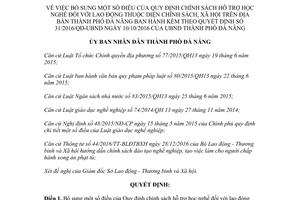 Quyết định 27/2017/QĐ-UBND bổ sung chính sách học nghề lao động 31/2016/QĐ-UBND Đà Nẵng