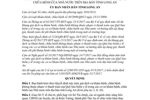 Quyết định 40/2017/QĐ-UBND giá dịch vụ khám chữa bệnh bảo hiểm y tế không thanh toán Long An