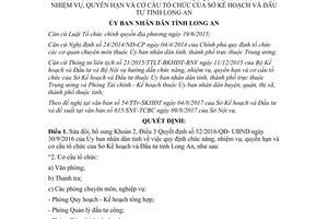 Quyết định 43/2017/QĐ-UBND sửa đổi 52/2016/QĐ-UBND cơ cấu tổ chức Sở Kế hoạch Long An