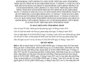 Quyết định 30/2017/QĐ-UBND bãi bỏ các Quyết định giá dịch vụ khám bệnh chữa bệnh Đồng Tháp