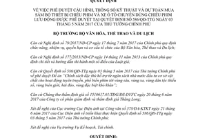 Quyết định 3053/QĐ-BVHTTDL 2017 cấu hình kỹ thuật mua sắm thiết bị chiếu phim lưu động