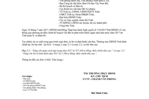 Công văn 187/HĐNĐ-VP 2017 đính chính Nghị quyết 110/2017/NQ-HĐND Đồng Tháp