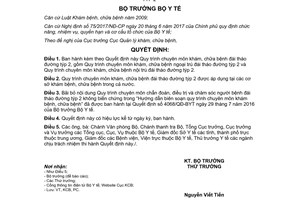 Quyết định 3798/QĐ-BYT 2017 Quy trình chuyên môn khám chữa bệnh đái tháo đường týp 2