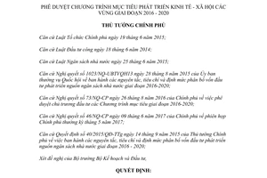 Quyết định 1256/QĐ-TTg 2017 phê duyệt chương trình mục tiêu phát triển kinh tế xã hội 2016 2020