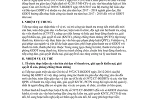 Công văn 3936/BGDĐT-TTr 2017 hướng dẫn thực hiện công tác thanh tra năm học 2017 2018