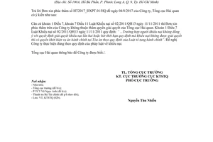 Công văn 5448/TCHQ-KTSTQ 2017 Đơn xin phúc thẩm Công ty Hưng Thịnh