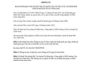 Thông tư 16/2017/TT-BNNPTNT Quy chuẩn kỹ thuật quốc gia yêu cầu vệ sinh cơ sở sản xuất tinh lợn