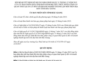 Quyết định 30/2017/QĐ-UBND cơ quan thuế quản lý doanh nghiệp thành lập mới Bắc Giang