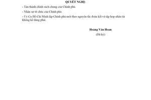 Nghị quyết chính sách chung của Chính phủ thành lập Chính phủ mới