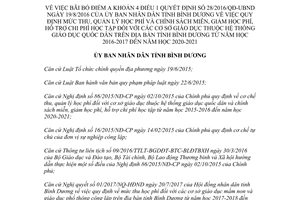 Quyết định 21/2017/QĐ-UBND mức thu miễn giảm học phí hỗ trợ chi phí học tập Bình Dương