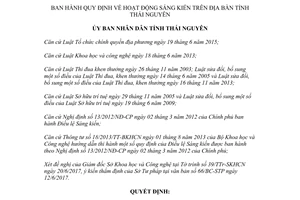 Quyết định 24/2017/QĐ-UBND Quy định hoạt động sáng kiến Thái Nguyên