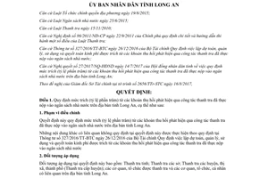 Quyết định 46/2017/QĐ-UBND Quy định mức trích tỷ lệ Long An