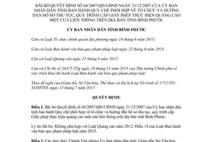 Quyết định 31/2017/QĐ-UBND cấp Giấy phép thực hiện quảng cáo một cửa liên thông Bình Phước