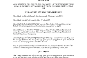 Quyết định 66/2017/QĐ-UBND Mức thu chế độ thu nộp quản lý sử dụng phí tham quan di tích Huế