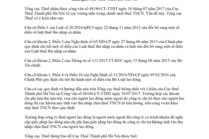 Công văn 3867/TCT-TNCN năm 2017 về chính sách thuế thu nhập cá nhân