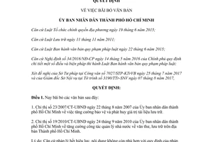 Quyết định 4463/QĐ-UBND 2017 bãi bỏ văn bản Hồ Chí Minh
