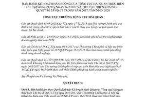 Quyết định 2917/QĐ-TCHQ 2017 kế hoạch hành động hỗ trợ phát triển doanh nghiệp 2017 2020