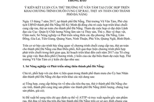 Thông báo 6744/TB-BNN-VP 2017 ý kiến kết luận chuỗi cung cấp rau thịt an toàn Đà Nẵng