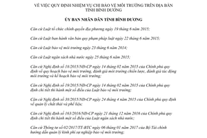 Quyết định 20/2017/QĐ-UBND quy định nhiệm vụ chi bảo vệ môi trường Bình Dương