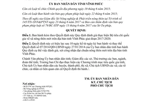 Quyết định 22/2017/QĐ-UBND đánh giá thực hiện Bộ tiêu chí quốc gia xã nông thôn mới Vĩnh Phúc