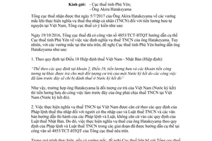 Công văn 3747/TCT-HTQT 2017 thuế thu nhập cá nhân Ông Akira Hatakeyama