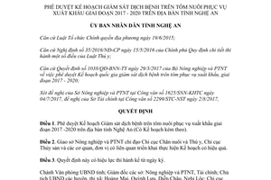 Quyết định 3819/QĐ-UBND 2017 kế hoạch Giám sát dịch bệnh tôm nuôi xuất khẩu Nghệ An