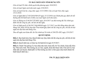 Quyết định 16/2017/QĐ-UBND Quy định chế độ công tác phí chi hội nghị Hưng Yên