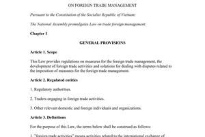 Law 05/2017/QH14 foreign trade management